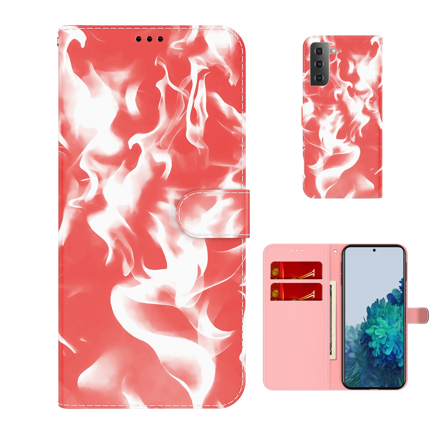 For Samsung Galaxy S21+ 5G Cloud Fog Pattern Horizontal Flip Leather Case with Holder & Card Slot & Wallet(Red) For Samsung Galaxy S21+ 5G Cloud Fog Pattern Horizontal Flip Leather Case with Holder & Card Slot & Wallet(Red)