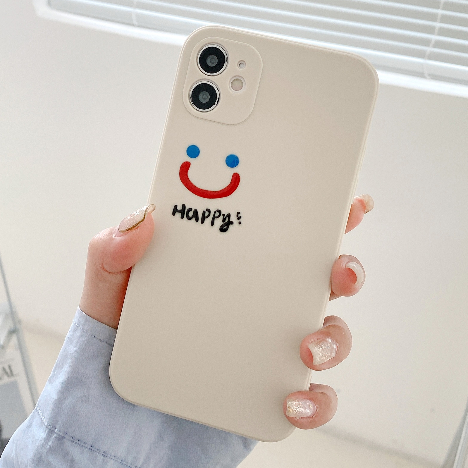 For iPhone 12 Side Happy Smiling Face Printed Pattern TPU Protective Case(White) For iPhone 12 Side Happy Smiling Face Printed Pattern TPU Protective Case(White)