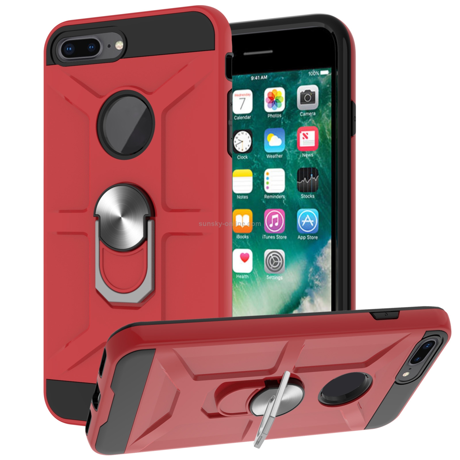 War-god Armor TPU + PC Shockproof Magnetic Protective Case with Ring Holder For iPhone 8 Plus / 7 Plus(Red) War-god Armor TPU + PC Shockproof Magnetic Protective Case with Ring Holder For iPhone 8 Plus / 7 Plus(Red)