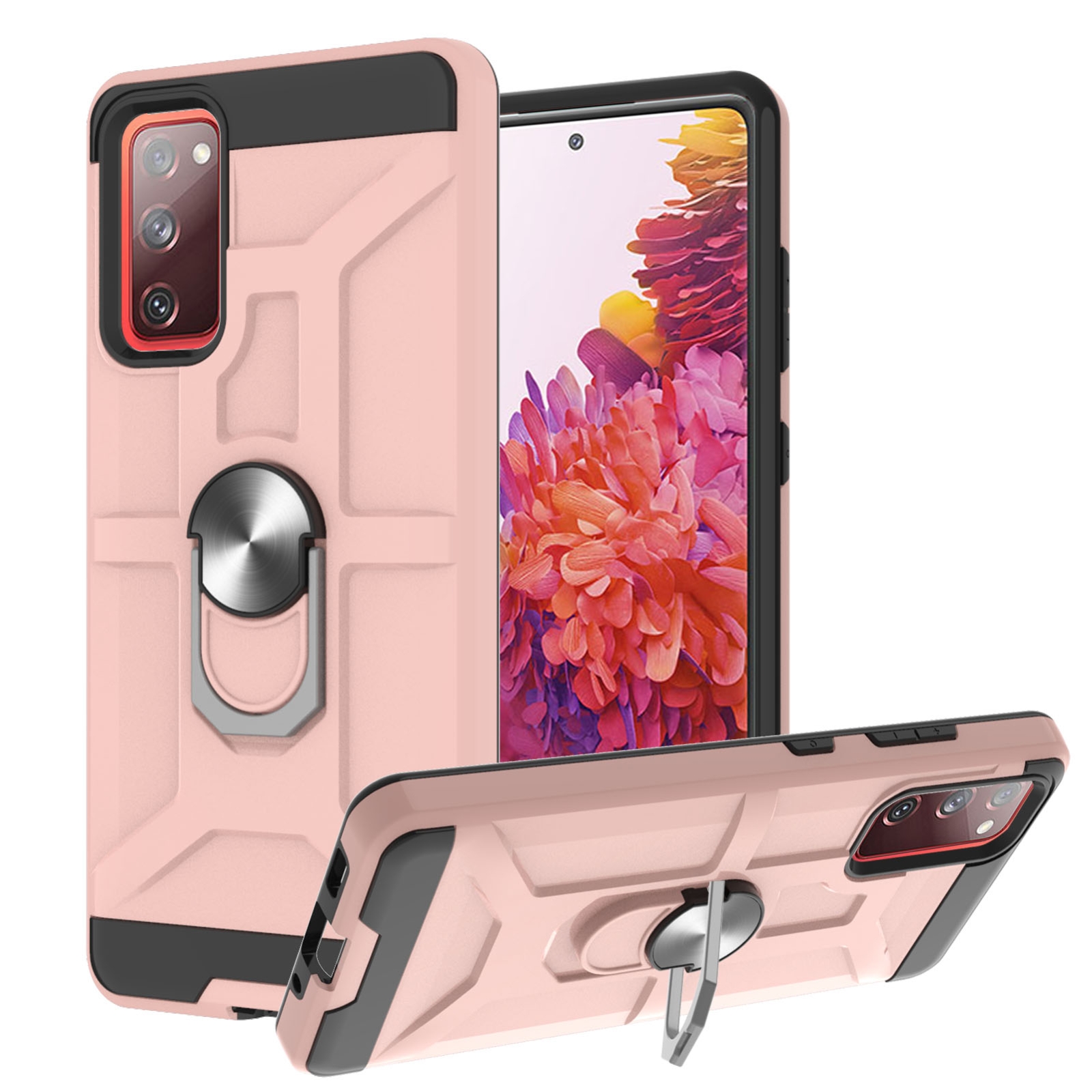 For Samsung Galaxy S20 FE War-god Armor TPU + PC Shockproof Magnetic Protective Case with Ring Holder(Rose Gold) For Samsung Galaxy S20 FE War-god Armor TPU + PC Shockproof Magnetic Protective Case with Ring Holder(Rose Gold)
