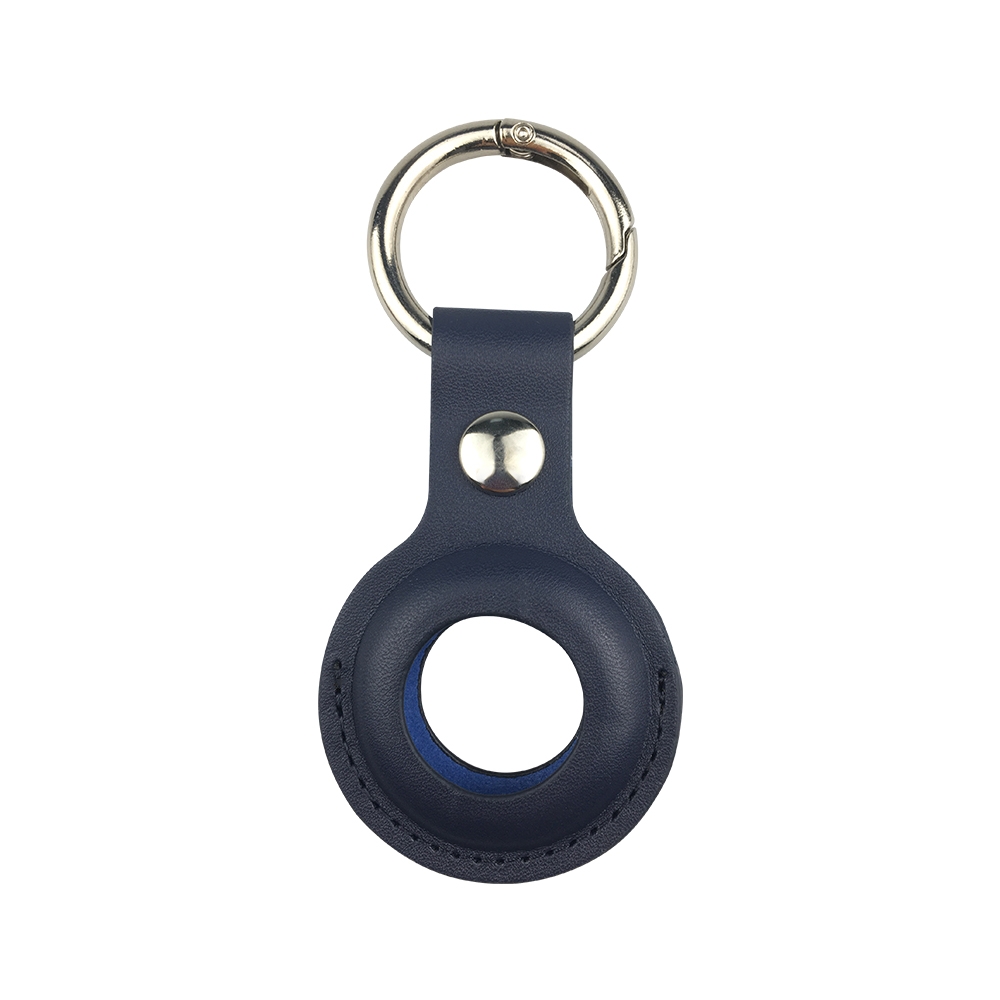 Shockproof Anti-scratch Leather Protective Case Cover Key Chain with Hang Loop For AirTag(Deep Blue) Shockproof Anti-scratch Leather Protective Case Cover Key Chain with Hang Loop For AirTag(Deep Blue)