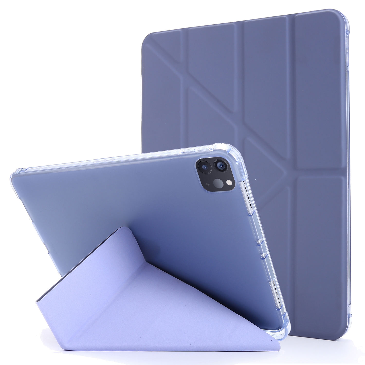 For iPad Air 13 2024 / Pro 12.9 2022 / 2021 Multi-folding TPU Leather Tablet Case with Holder & Pen Slot(Purple) For iPad Air 13 2024 / Pro 12.9 2022 / 2021 Multi-folding TPU Leather Tablet Case with Holder & Pen Slot(Purple)