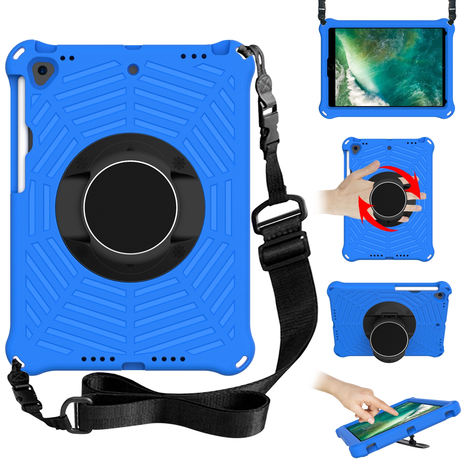 Spider King EVA Protective Case with Adjustable Shoulder Strap & Holder & Pen Slot For iPad Pro 10.5 inch 2017 / Air 3 10.5 inch(Blue) Spider King EVA Protective Case with Adjustable Shoulder Strap & Holder & Pen Slot For iPad Pro 10.5 inch 2017 / Air 3 10.5 inch(Blue)