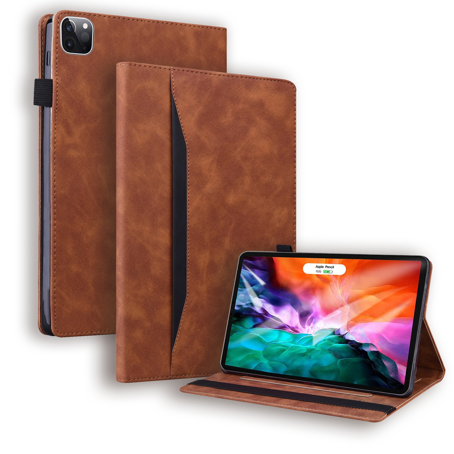 For iPad Pro 12.9 inch 2022 / 2021 / 2020 Business Shockproof Horizontal Flip Leather Tablet Case with Holder & Card Slots & Photo Frame & Pen Slot & Sleep / Wake-up Function(Brown)