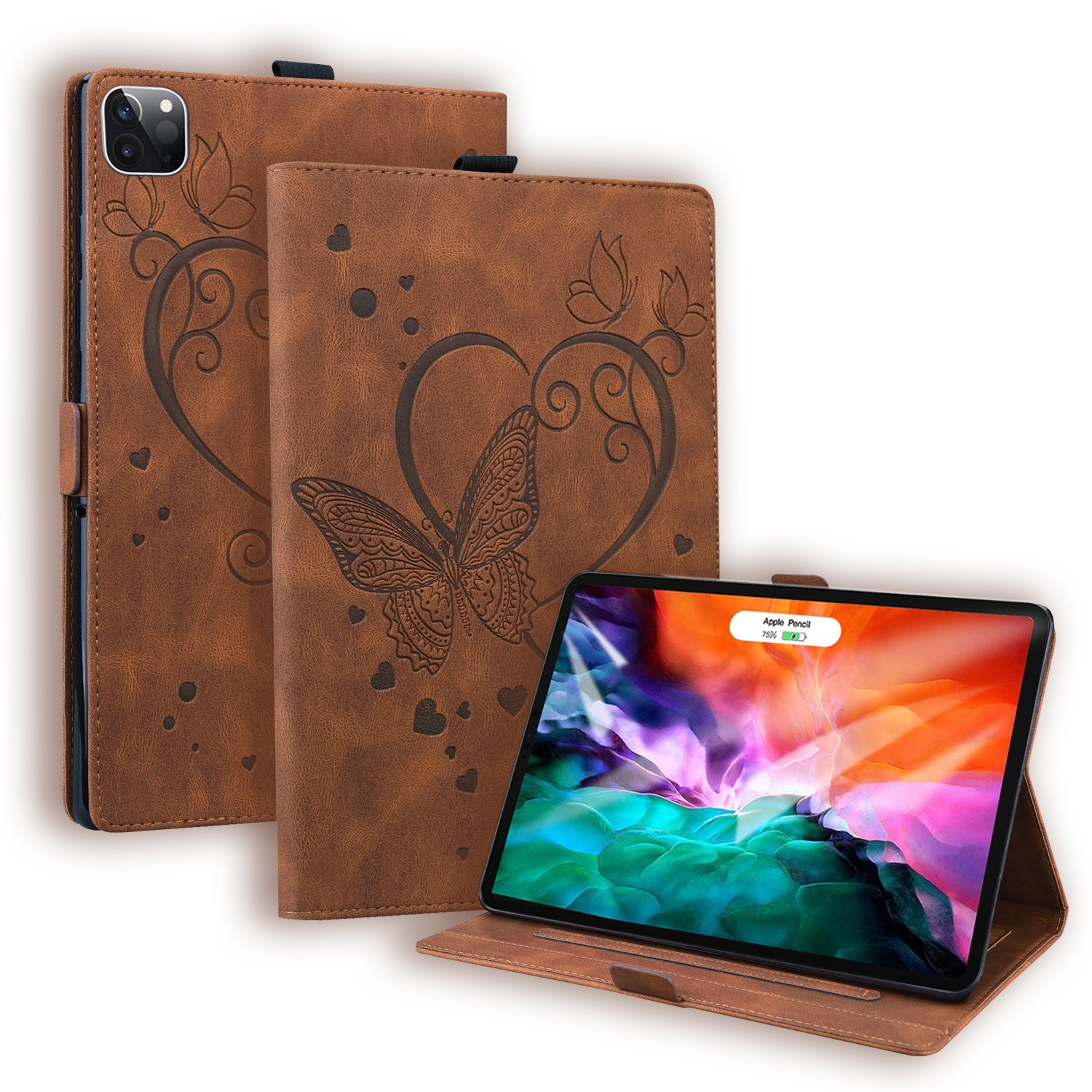For iPad Pro 12.9 (2020) / (2021) Love Butterfly Pattern Horizontal Flip Leather Tablet Case with Holder & Sleep / Wake-up Function(Brown) For iPad Pro 12.9 (2020) / (2021) Love Butterfly Pattern Horizontal Flip Leather Tablet Case with Holder & Sleep / Wake-up Function(Brown)