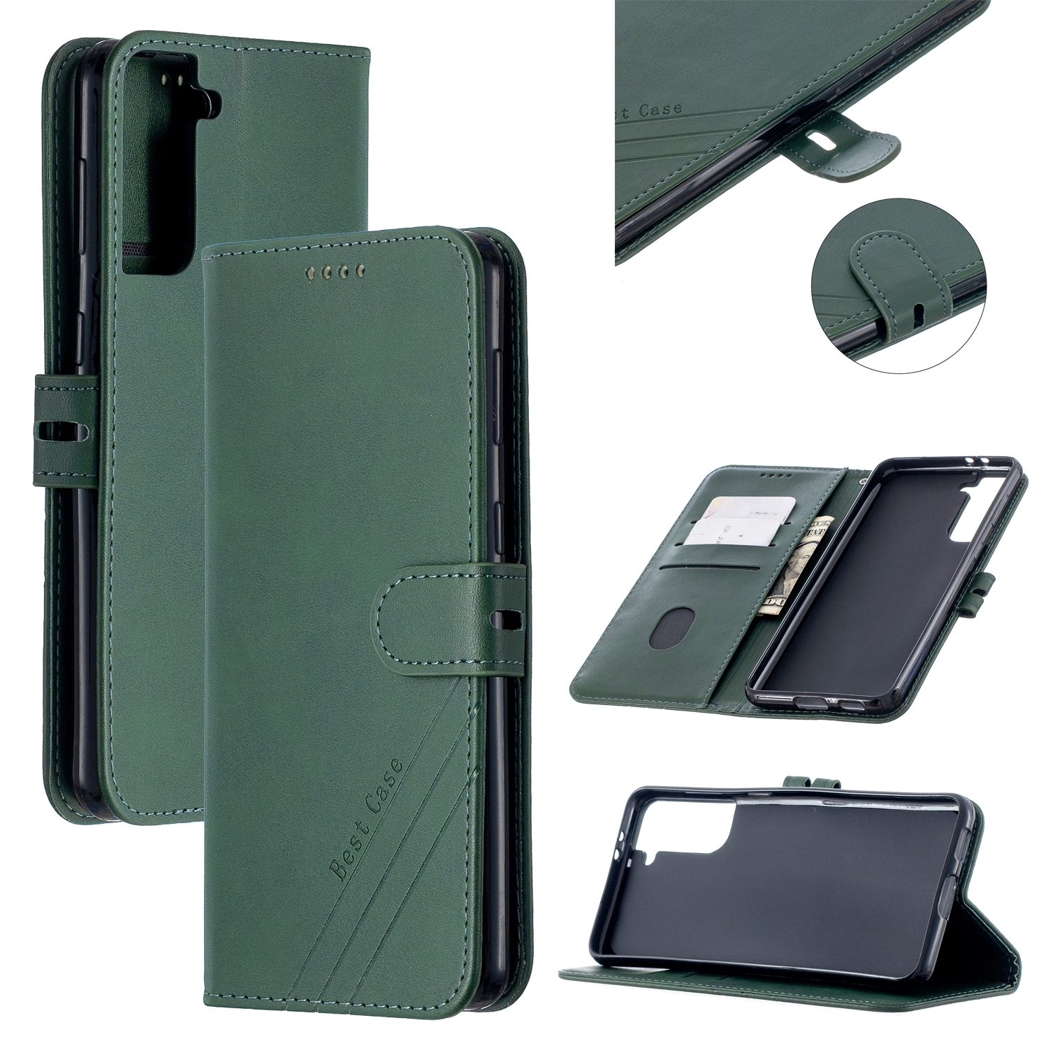 For Samsung Galaxy S21 5G Stitching Style 2-Color Cow Texture Horizontal Flip PU Leather Case with Holder & Card Slot & Lanyard(Green) For Samsung Galaxy S21 5G Stitching Style 2-Color Cow Texture Horizontal Flip PU Leather Case with Holder & Card Slot & Lanyard(Green)