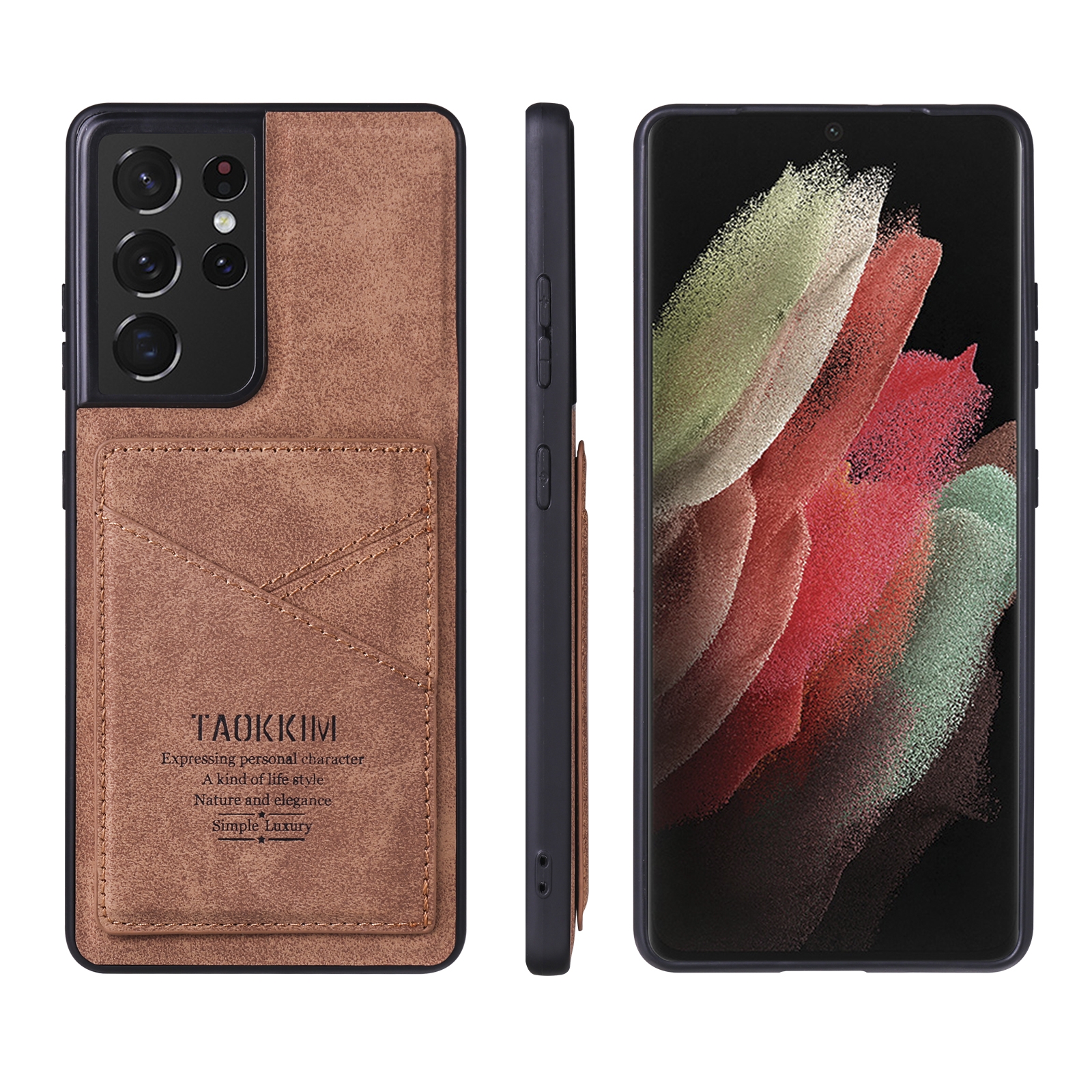 For Samsung Galaxy S21 Ultra 5G TAOKKIM Retro Matte PU Leather + PC + TPU Shockproof Back Cover Case with Holder & Card Slot(Brown) For Samsung Galaxy S21 Ultra 5G TAOKKIM Retro Matte PU Leather + PC + TPU Shockproof Back Cover Case with Holder & Card Slot(Brown)