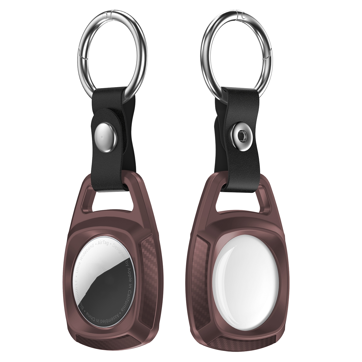 TPU Carbon Fiber Texture Shockproof Protective Cover Case with Keychain Ring For AirTag(Wine Red) TPU Carbon Fiber Texture Shockproof Protective Cover Case with Keychain Ring For AirTag(Wine Red)