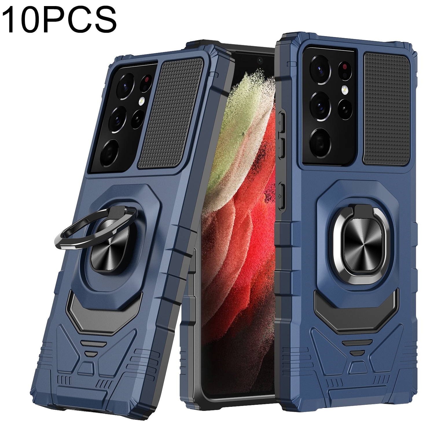 For Samsung Galaxy S21 Ultra 5G 10 PCS Armor Magnetic PC + TPU Shockproof Case with 360 Degree Rotation Ring Holder(Blue) For Samsung Galaxy S21 Ultra 5G 10 PCS Armor Magnetic PC + TPU Shockproof Case with 360 Degree Rotation Ring Holder(Blue)