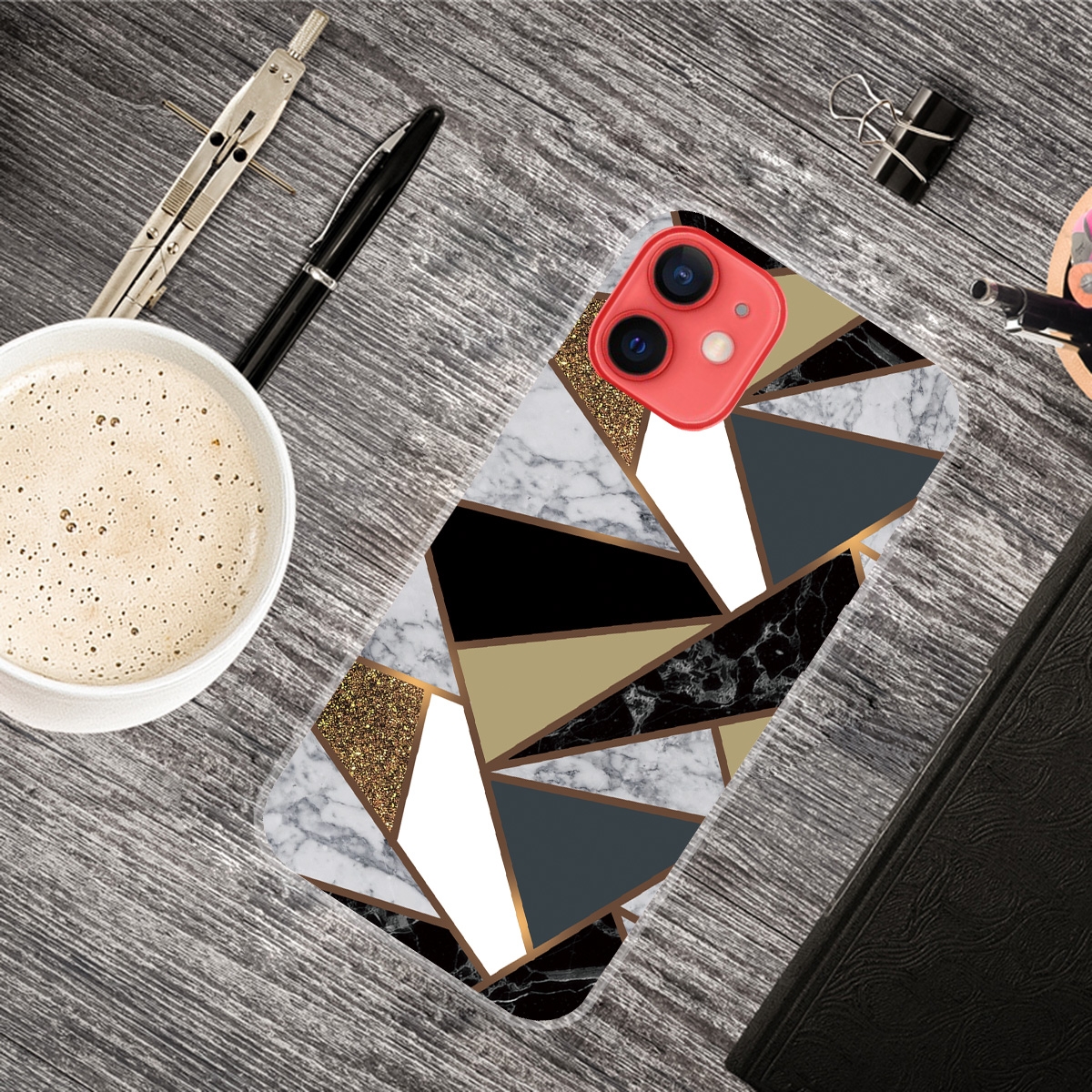 For iPhone 13 mini Abstract Marble Pattern TPU Protective Case (Rhombus Golden Yellow) For iPhone 13 mini Abstract Marble Pattern TPU Protective Case (Rhombus Golden Yellow)