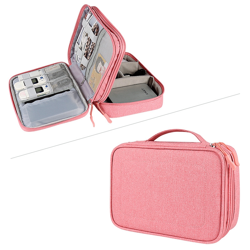 SM02S Double-layer Multifunctional Digital Accessory Storage Bag(Pink) SM02S Double-layer Multifunctional Digital Accessory Storage Bag(Pink)