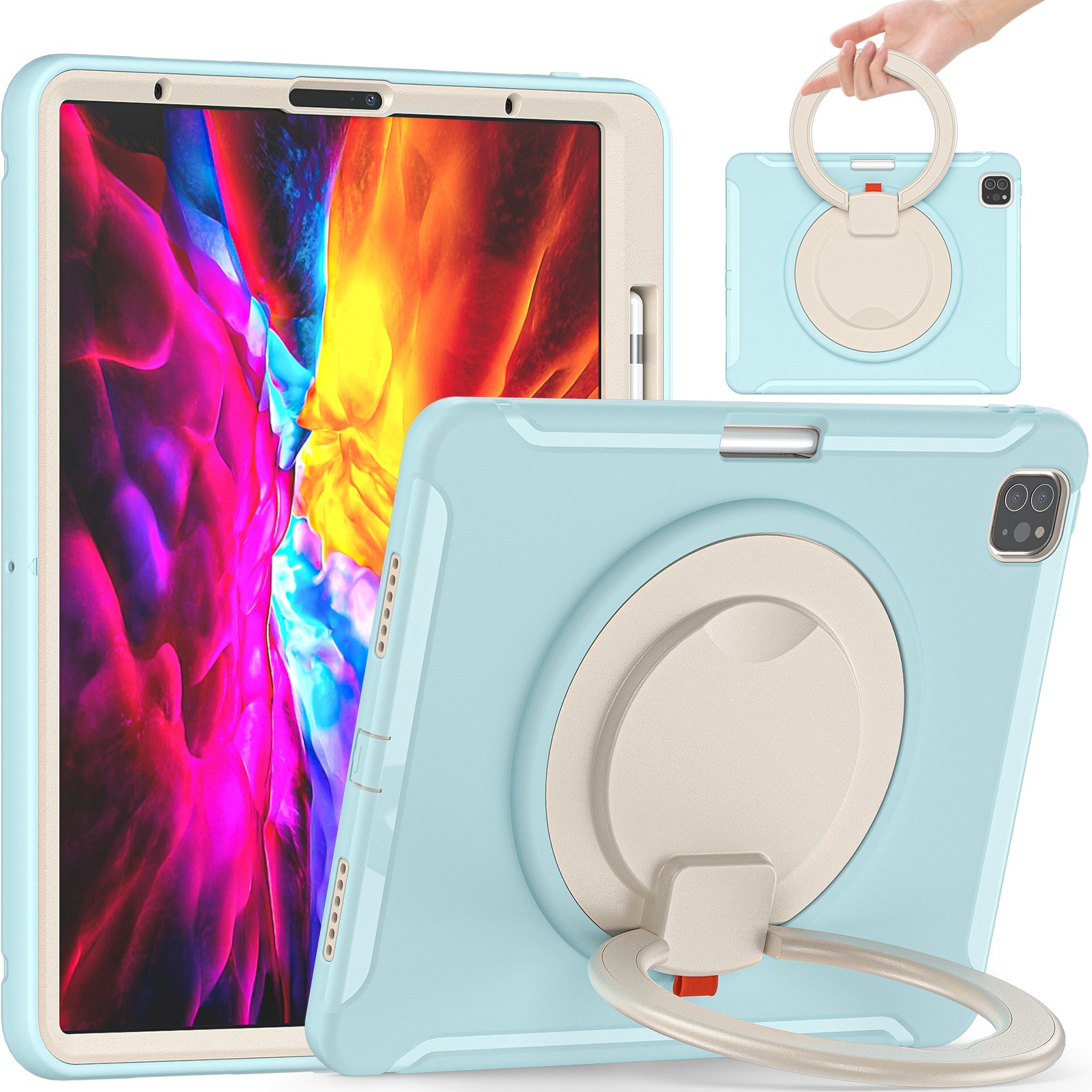 Shockproof TPU + PC Protective Case with 360 Degree Rotation Foldable Handle Grip Holder & Pen Slot For iPad Pro 12.9 2020 / 2018(Ice Crystal Blue) Shockproof TPU + PC Protective Case with 360 Degree Rotation Foldable Handle Grip Holder & Pen Slot For iPad Pro 12.9 2020 / 2018(Ice Crystal Blue)