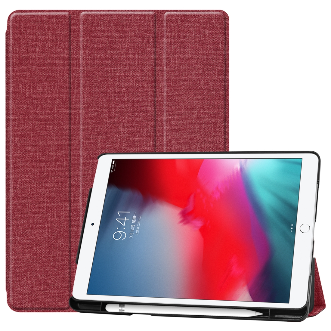 For iPad 10.2 2021 / 2020 / 2019 / Air 3 / Pro 10.5 / iPad 10.2 2020 Denim Texture Horizontal Flip Leather Case with Three-folding Holder & Sleep / Wake-up Function(Wire Red) For iPad 10.2 2021 / 2020 / 2019 / Air 3 / Pro 10.5 / iPad 10.2 2020 Denim Texture Horizontal Flip Leather Case with Three-folding Holder & Sleep / Wake-up Function(Wire Red)