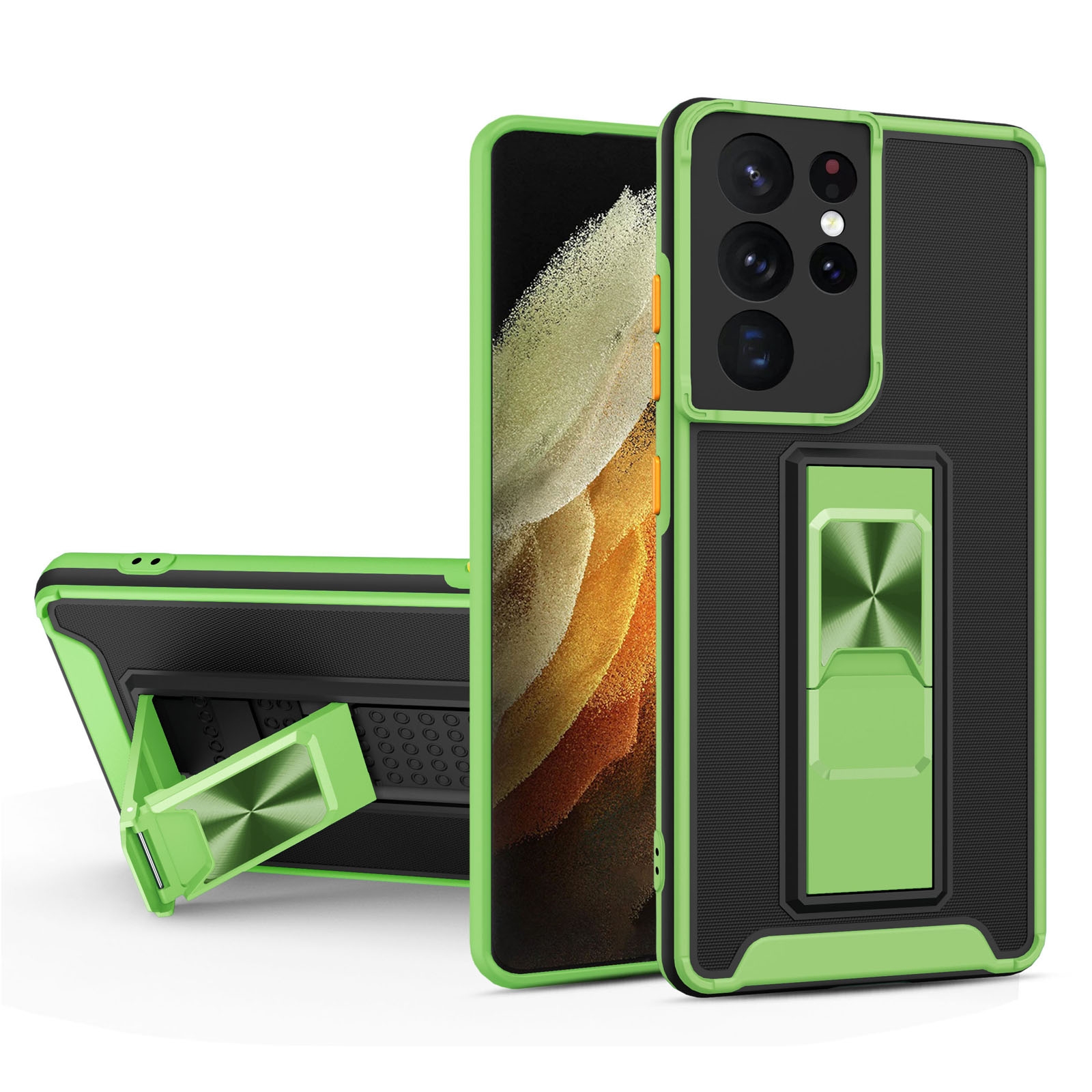 For Samsung Galaxy S21 Ultra 5G Dual-color Skin Feel TPU + PC Magnetic Shockproof Case with Invisible Holder(Grass Green) For Samsung Galaxy S21 Ultra 5G Dual-color Skin Feel TPU + PC Magnetic Shockproof Case with Invisible Holder(Grass Green)