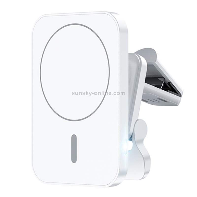 adj-987 15W Magsafe Magnetic Car Air Outlet Wireless Charger with LED Indicator(White)