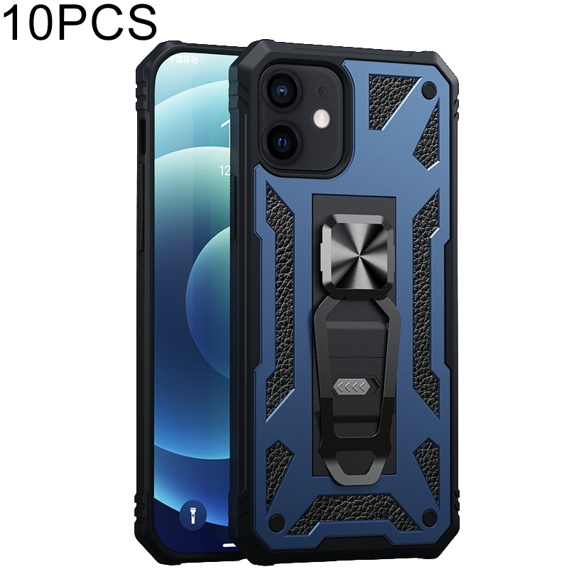 For iPhone 12 / 12 Pro 10pcs Variety Armor TPU + PC Shockproof Magnetic Protective Case with Folding Clip Holder(Navy Blue) For iPhone 12 / 12 Pro 10pcs Variety Armor TPU + PC Shockproof Magnetic Protective Case with Folding Clip Holder(Navy Blue)