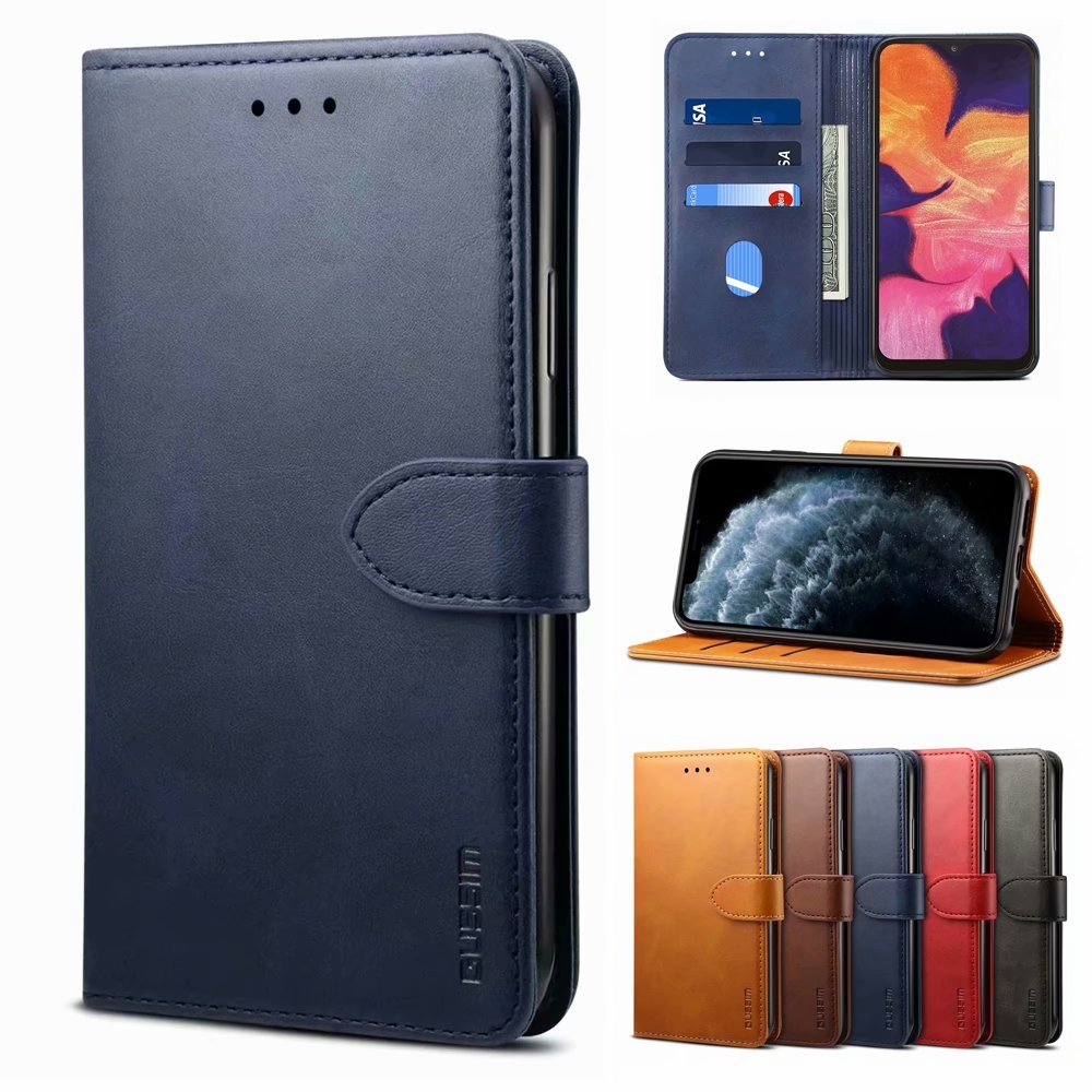 For Samsung Galaxy S21 5G GUSSIM Business Style Horizontal Flip Leather Case with Holder & Card Slots & Wallet(Blue)