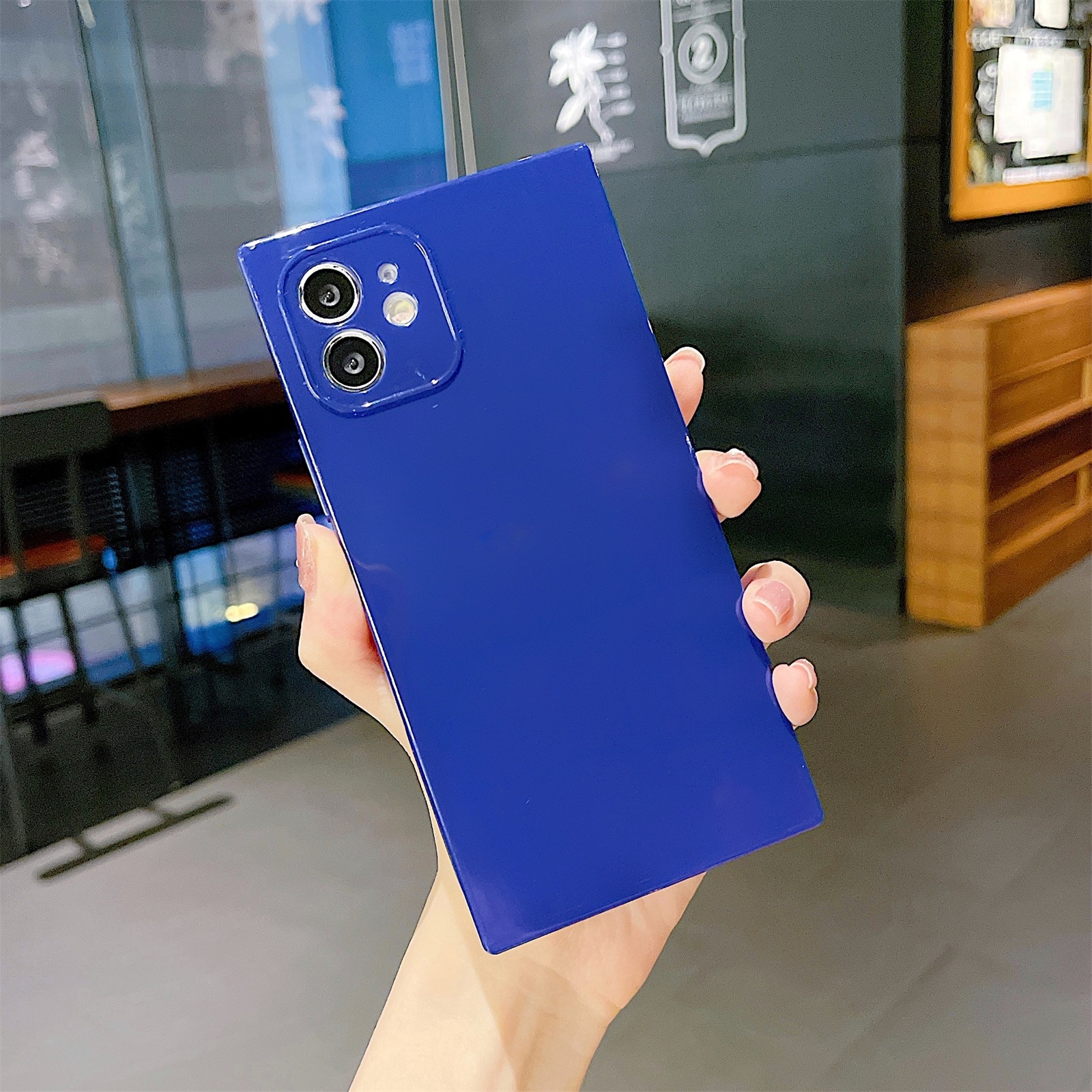For iPhone 12 Pro Max Solid Color Square Soft TPU Shockproof Case(Dark Blue) For iPhone 12 Pro Max Solid Color Square Soft TPU Shockproof Case(Dark Blue)