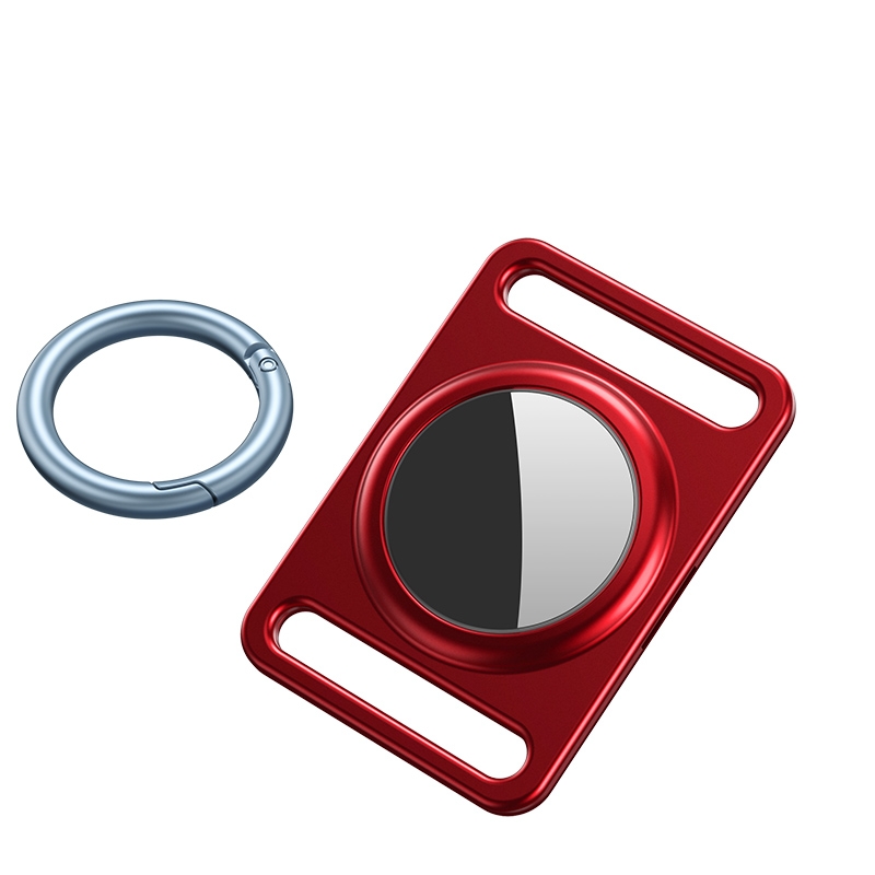 Magnetic Metal Protective Cover Case with Switchable Keychain Ring For AirTag(Red) Magnetic Metal Protective Cover Case with Switchable Keychain Ring For AirTag(Red)