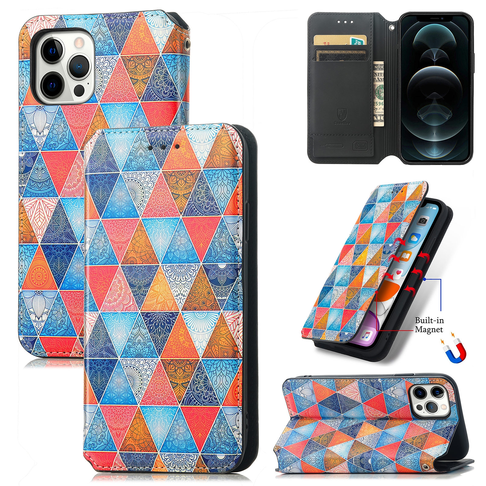 For iPhone 13 mini Colorful Magnetic Horizontal Flip PU Leather Case with Holder & Card Slot & Wallet (Rhombus Mandala) For iPhone 13 mini Colorful Magnetic Horizontal Flip PU Leather Case with Holder & Card Slot & Wallet (Rhombus Mandala)