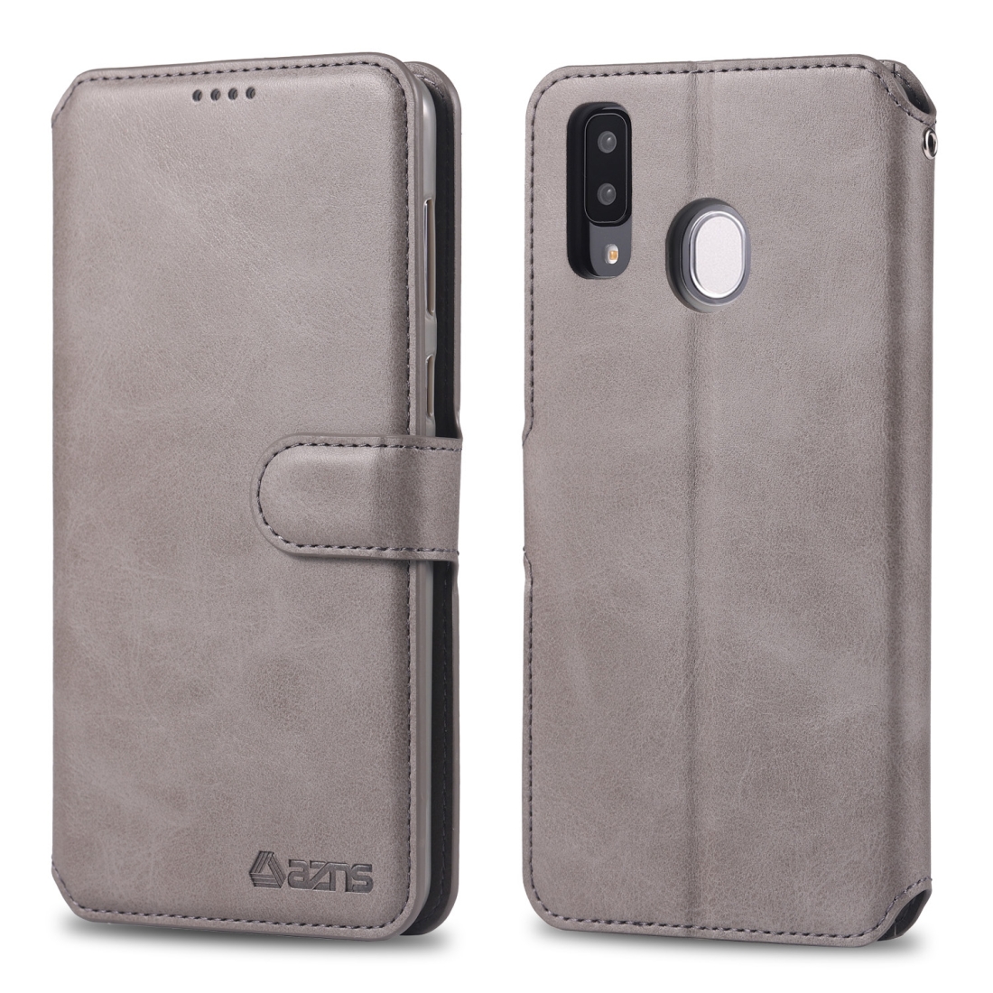 For Galaxy A20e AZNS Calf Texture Magnetic Horizontal Flip PU Leather Case with Holder & Card Slots & Photo Frame(Gray) For Galaxy A20e AZNS Calf Texture Magnetic Horizontal Flip PU Leather Case with Holder & Card Slots & Photo Frame(Gray)