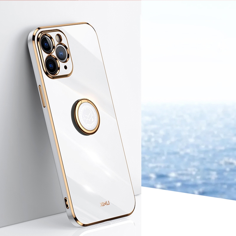 For iPhone 11 Pro Max XINLI Straight Edge 6D Electroplate TPU Phone Case with Ring Holder (White) For iPhone 11 Pro Max XINLI Straight Edge 6D Electroplate TPU Phone Case with Ring Holder (White)