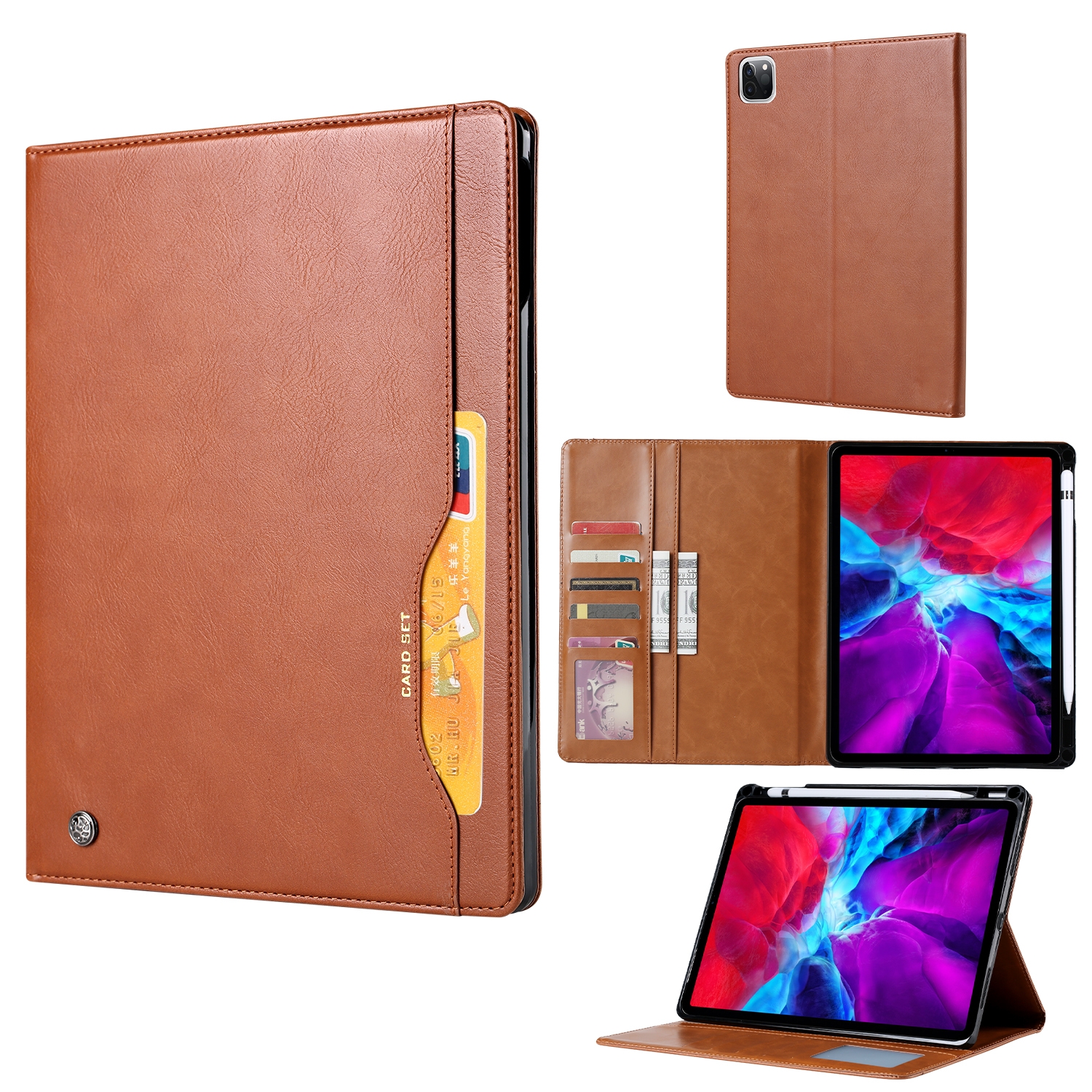 For iPad Air 13 2024 / iPad Pro 12.9 2022 / 2021 / 2010 Knead Skin Texture Horizontal Flip Leather Tablet Case with Photo Frame & Holder & Card Slots & Wallet (Brown) For iPad Air 13 2024 / iPad Pro 12.9 2022 / 2021 / 2010 Knead Skin Texture Horizontal Flip Leather Tablet Case with Photo Frame & Holder & Card Slots & Wallet (Brown)