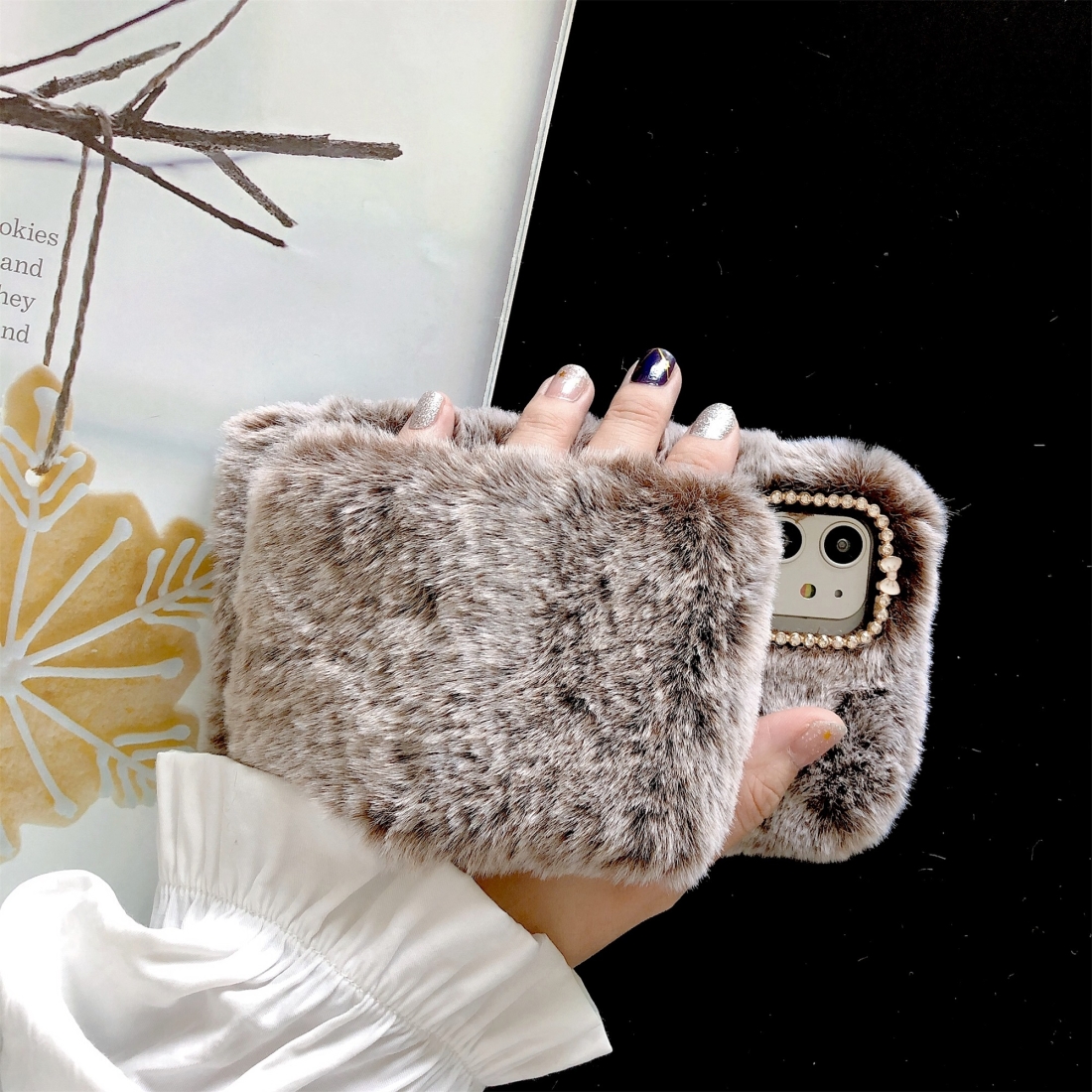 For iPhone 11 Pro Wrist Band Plush Phone Protect Case(Brown) For iPhone 11 Pro Wrist Band Plush Phone Protect Case(Brown)