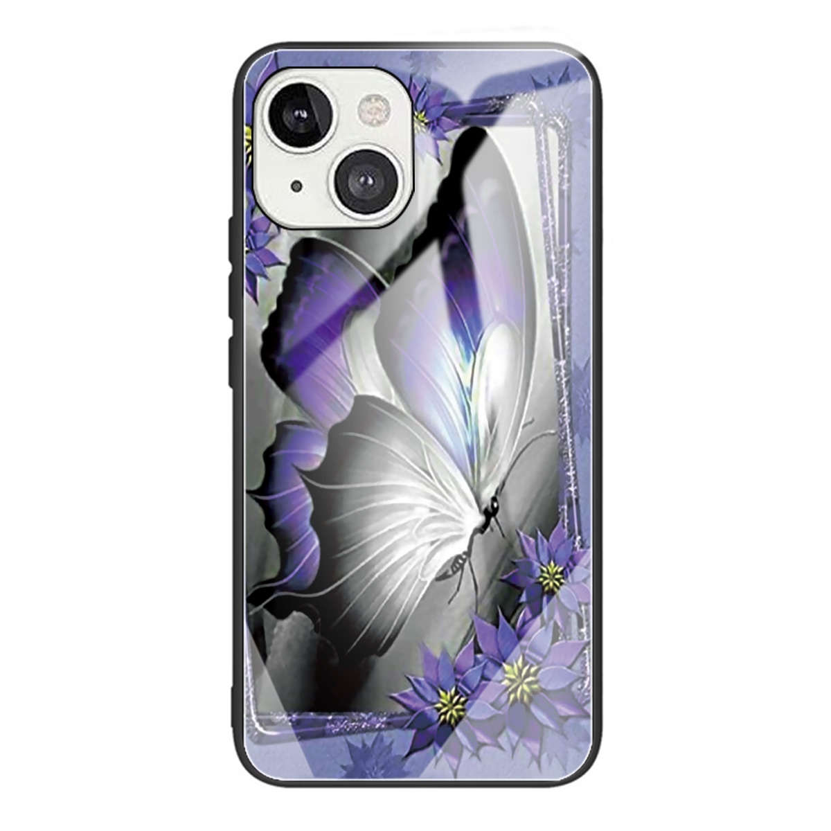 For iPhone 13 mini Colorful Painted Glass Shockproof Protective Case (Butterfly) For iPhone 13 mini Colorful Painted Glass Shockproof Protective Case (Butterfly)
