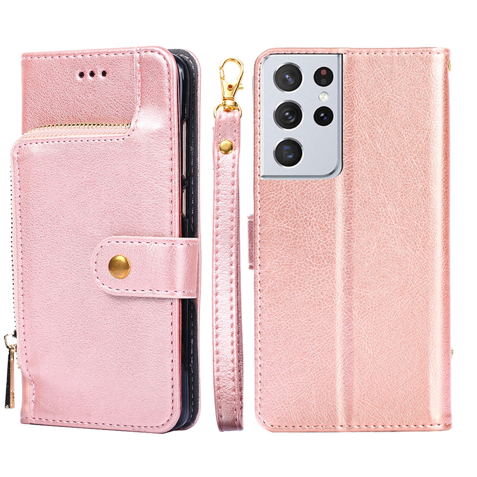For Samsung Galaxy S21 Ultra 5G Zipper Bag PU + TPU Horizontal Flip Leather Case with Holder & Card Slot & Wallet & Lanyard(Rose Gold) For Samsung Galaxy S21 Ultra 5G Zipper Bag PU + TPU Horizontal Flip Leather Case with Holder & Card Slot & Wallet & Lanyard(Rose Gold)