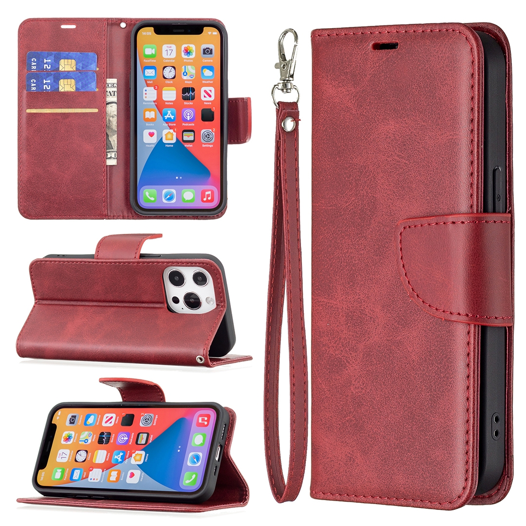 For iPhone 13 Pro Max Retro Lambskin Texture Pure Color Horizontal Flip PU Leather Case, with Holder & Card Slots & Wallet & Lanyard(Red) For iPhone 13 Pro Max Retro Lambskin Texture Pure Color Horizontal Flip PU Leather Case, with Holder & Card Slots & Wallet & Lanyard(Red)
