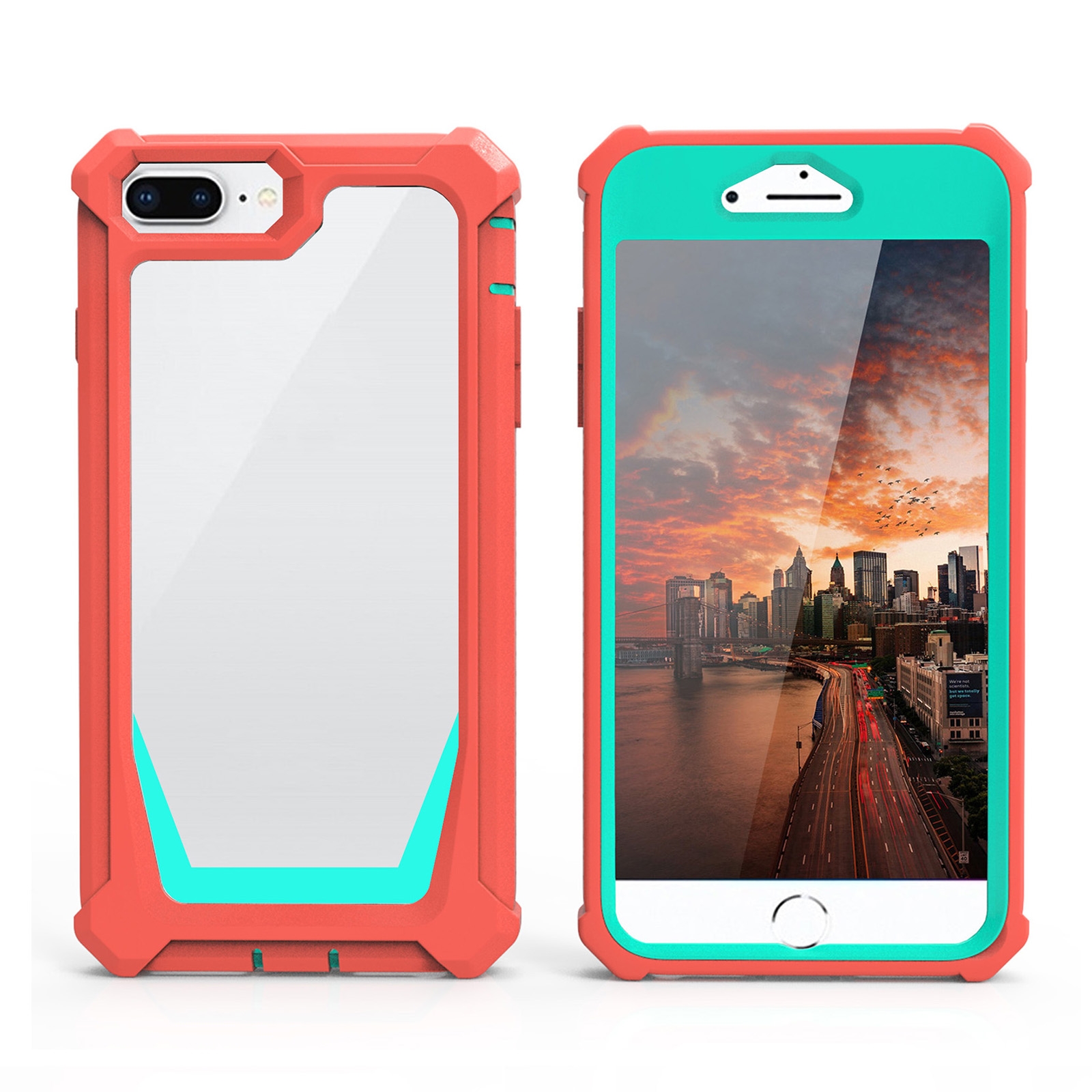 Stellar Space PC + TPU 360 Degree All-inclusive Shockproof Case For iPhone 8 Plus / 7 Plus / 6 Plus / 6s Plus(Coral Pink+Blue Green) Stellar Space PC + TPU 360 Degree All-inclusive Shockproof Case For iPhone 8 Plus / 7 Plus / 6 Plus / 6s Plus(Coral Pink+Blue Green)