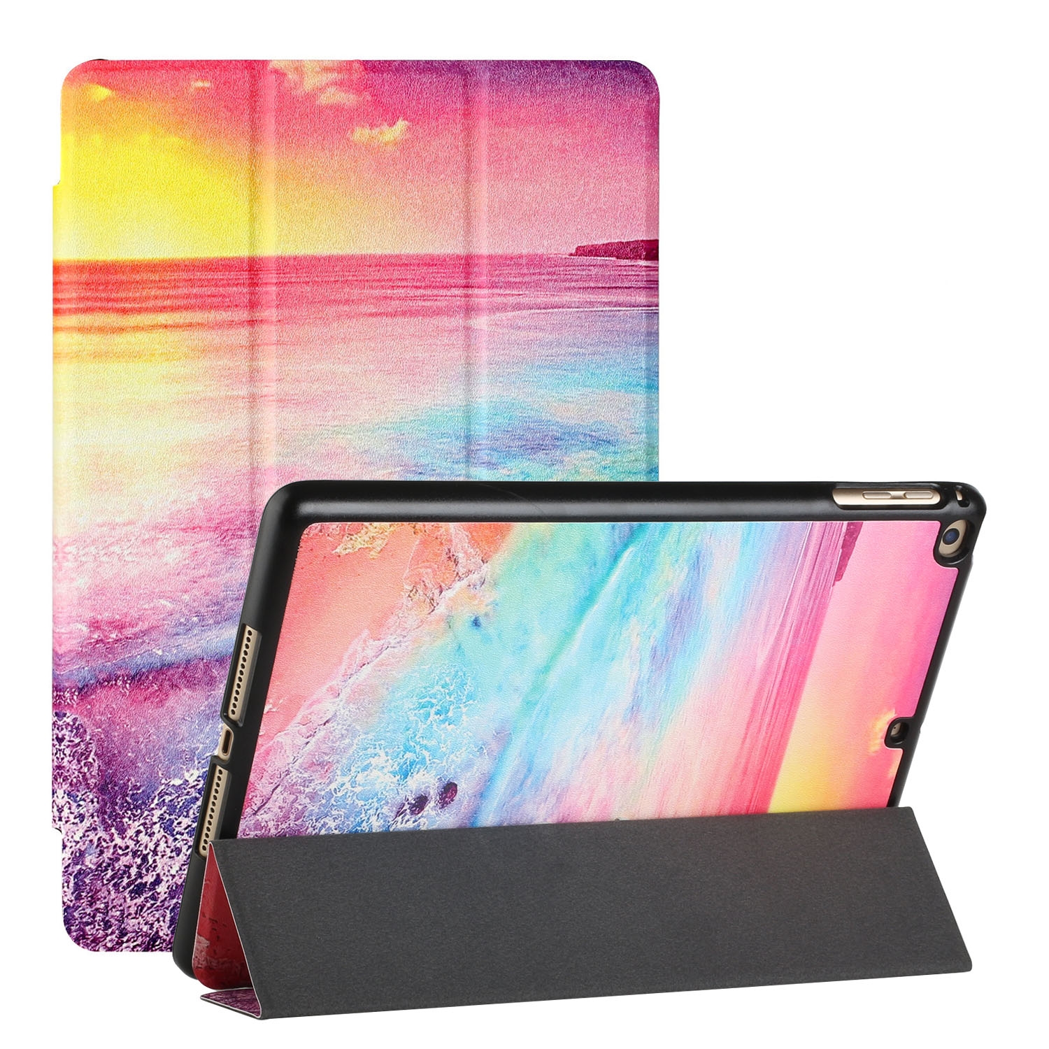 Silk Texture Colored Drawing Pattern Horizontal Flip Magnetic PU Leather Case with Three-folding Holder & Sleep / Wake-up Function For iPad 9.7 (2018/2017)(Seaside) Silk Texture Colored Drawing Pattern Horizontal Flip Magnetic PU Leather Case with Three-folding Holder & Sleep / Wake-up Function For iPad 9.7 (2018/2017)(Seaside)