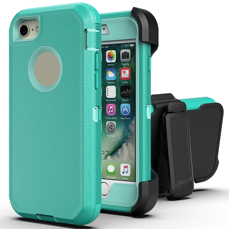 For iPhone SE 2022 / SE 2020 / 8 / 7 Robot Shockproof Silicone + PC Protective Case with Back Clip Holder(Green + Light Green) For iPhone SE 2022 / SE 2020 / 8 / 7 Robot Shockproof Silicone + PC Protective Case with Back Clip Holder(Green + Light Green)
