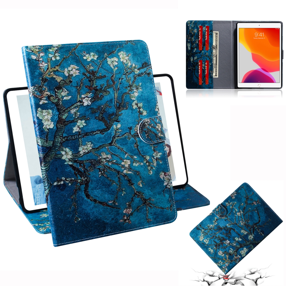 For iPad 10.2 / 10.5 / Air 2019 3D Colored Drawing Horizontal Flip Leather Case with Holder & Card Slots & Wallet(Apricot Flower) For iPad 10.2 / 10.5 / Air 2019 3D Colored Drawing Horizontal Flip Leather Case with Holder & Card Slots & Wallet(Apricot Flower)