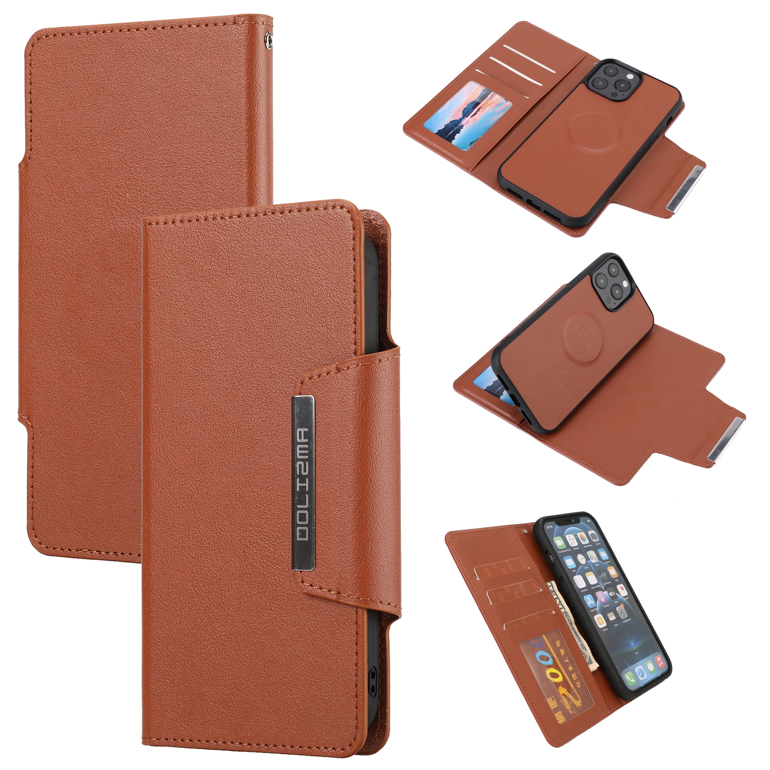 For iPhone 13 Pro Max Ultra-thin Detachable Silk Texture Horizontal Flip PU Leather Case with Card Slots & Wallet & Photo Frame (Brown) For iPhone 13 Pro Max Ultra-thin Detachable Silk Texture Horizontal Flip PU Leather Case with Card Slots & Wallet & Photo Frame (Brown)