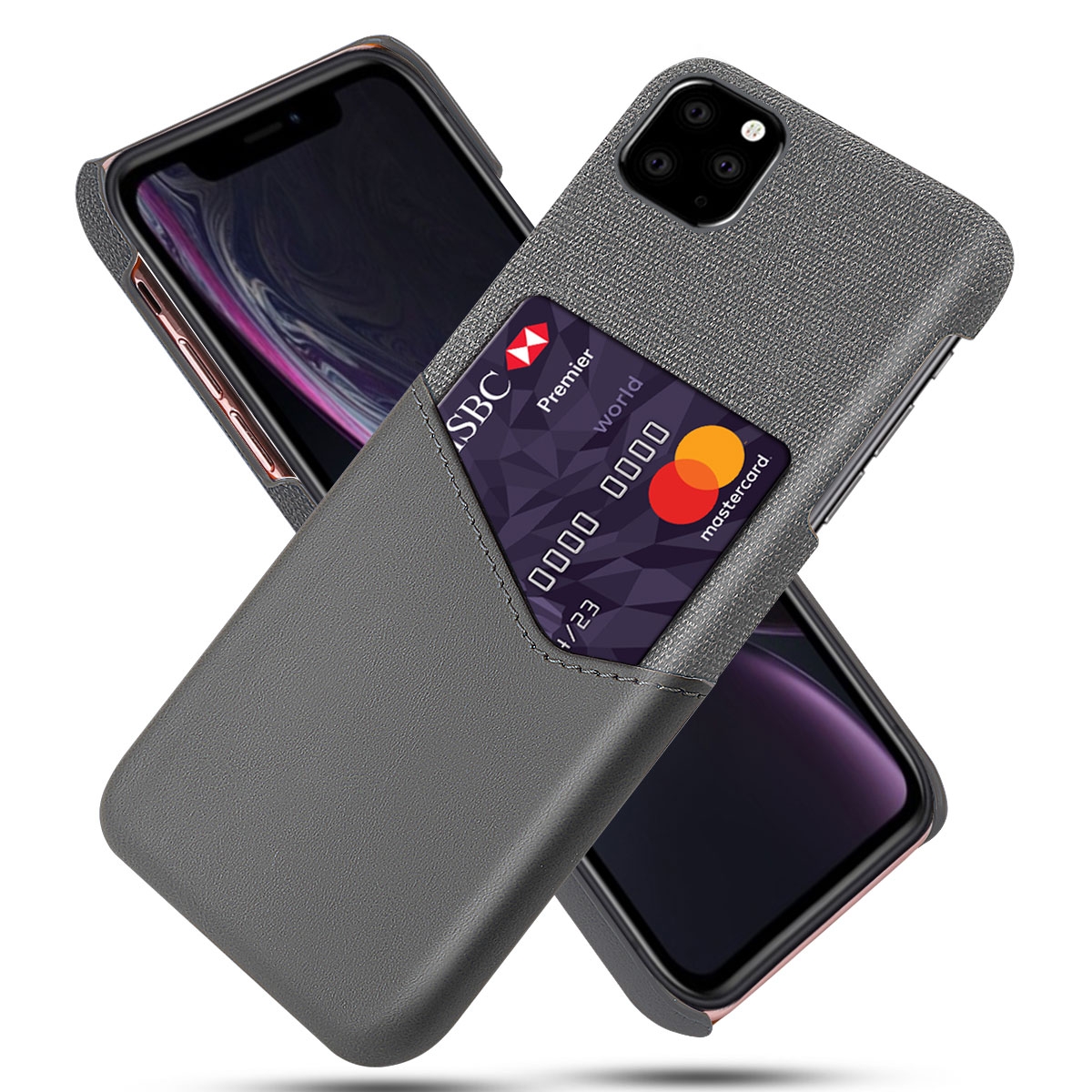 For iPhone 11 Pro Max Cloth Texture PC + PU Leather Back Cover Shockproof Case with Card Slot (Grey) For iPhone 11 Pro Max Cloth Texture PC + PU Leather Back Cover Shockproof Case with Card Slot (Grey)