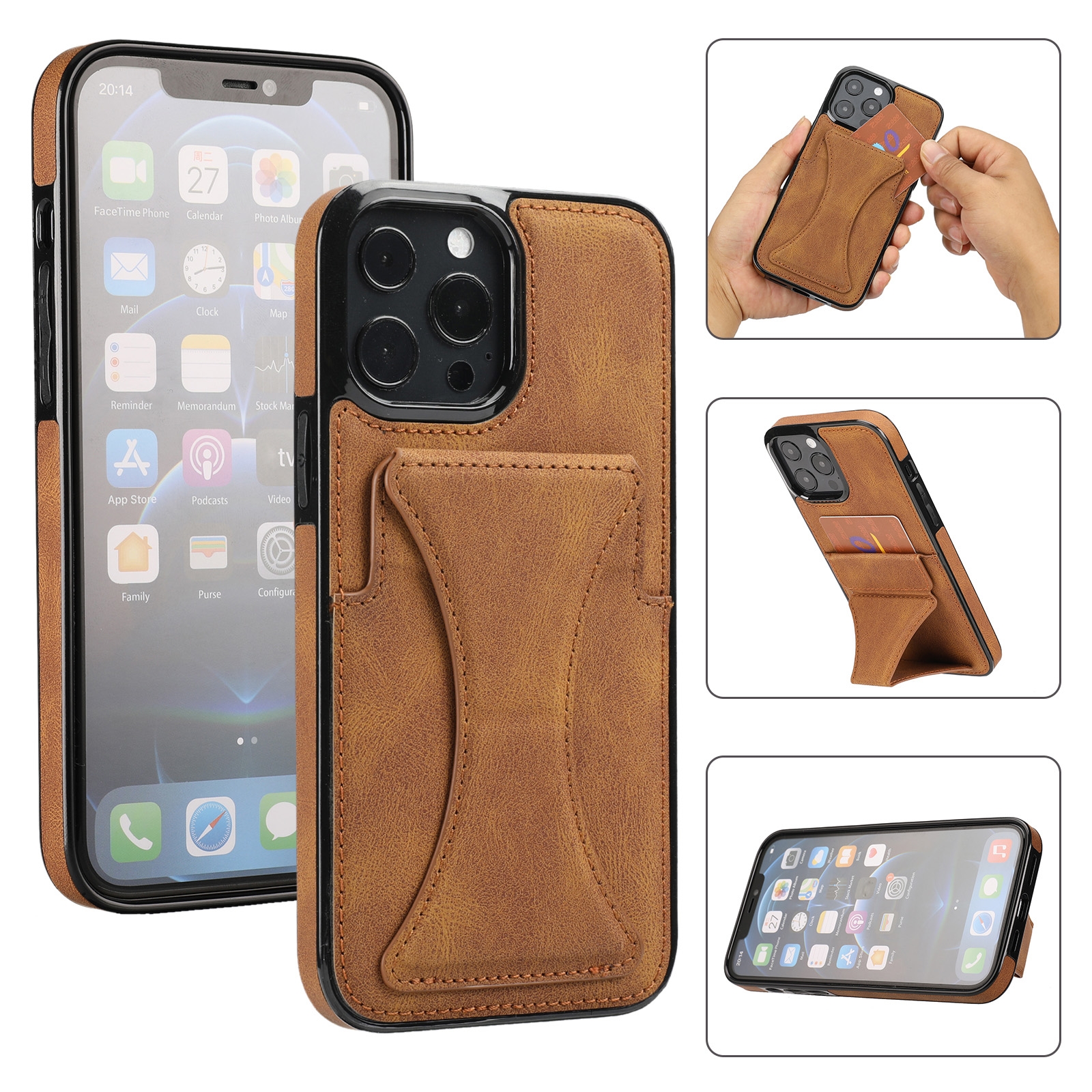For iPhone 13 Pro Max Ultra-thin Shockproof Protective Case with Holder & Metal Magnetic Function (Brown) For iPhone 13 Pro Max Ultra-thin Shockproof Protective Case with Holder & Metal Magnetic Function (Brown)