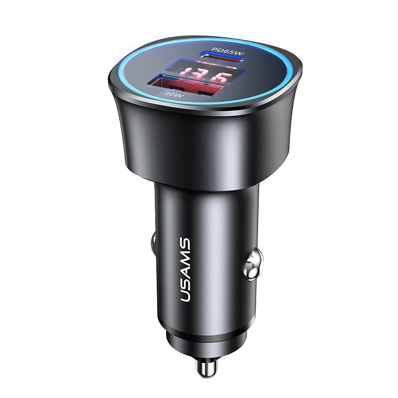 USAMS US-CC146 C26 95W USB-A + USB-C / Type-C Dual Port Hardware Digital Display Car Charger(Grey) USAMS US-CC146 C26 95W USB-A + USB-C / Type-C Dual Port Hardware Digital Display Car Charger(Grey)