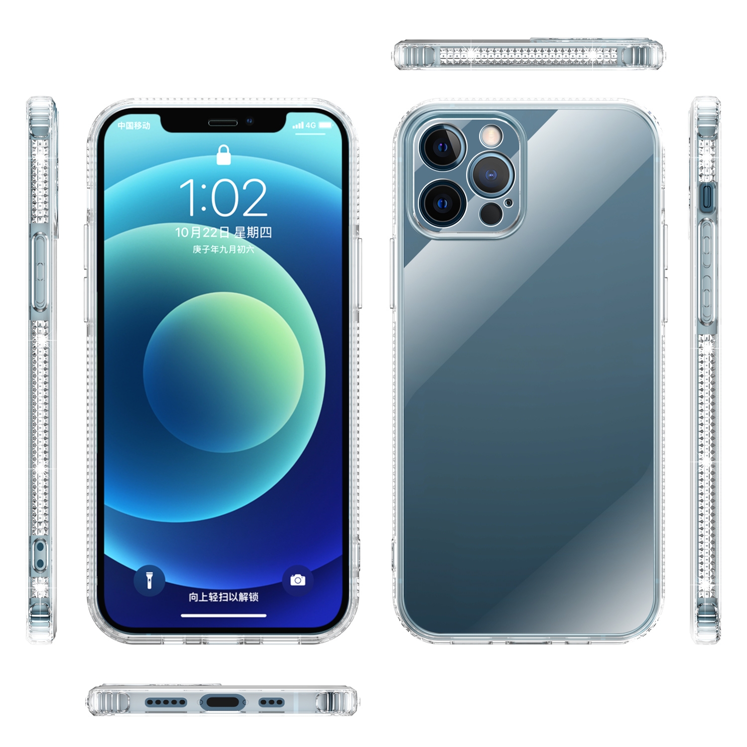For iPhone 11 Pro 2mm Diamond Texture Side TPU Shockproof Case (Transparent)