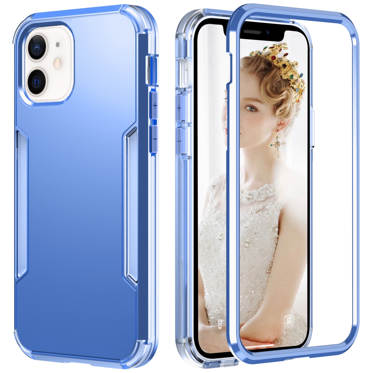 For iPhone 13 mini 3 in 1 Solid Color Shockproof PC + TPU Protective Case (Dark Blue) For iPhone 13 mini 3 in 1 Solid Color Shockproof PC + TPU Protective Case (Dark Blue)