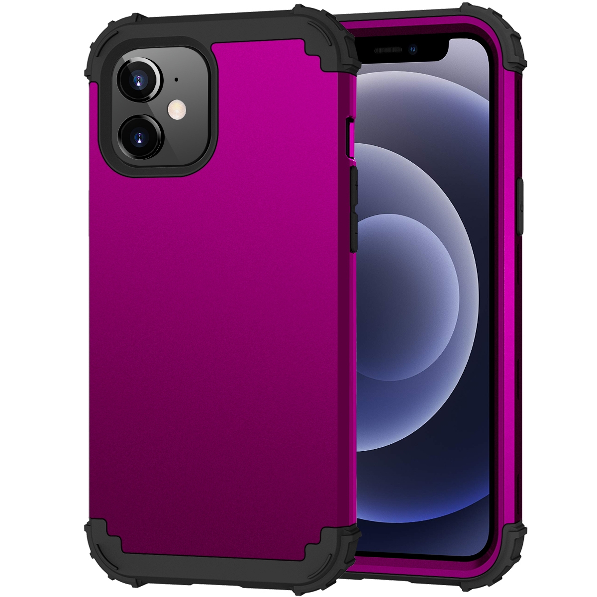 For iPhone 12 mini 3 in 1 Shockproof PC + Silicone Protective Case (Dark Purple + Black) For iPhone 12 mini 3 in 1 Shockproof PC + Silicone Protective Case (Dark Purple + Black)