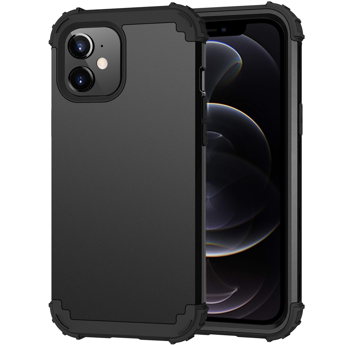 For iPhone 12 / 12 Pro 3 in 1 Shockproof PC + Silicone Protective Case(Black) For iPhone 12 / 12 Pro 3 in 1 Shockproof PC + Silicone Protective Case(Black)