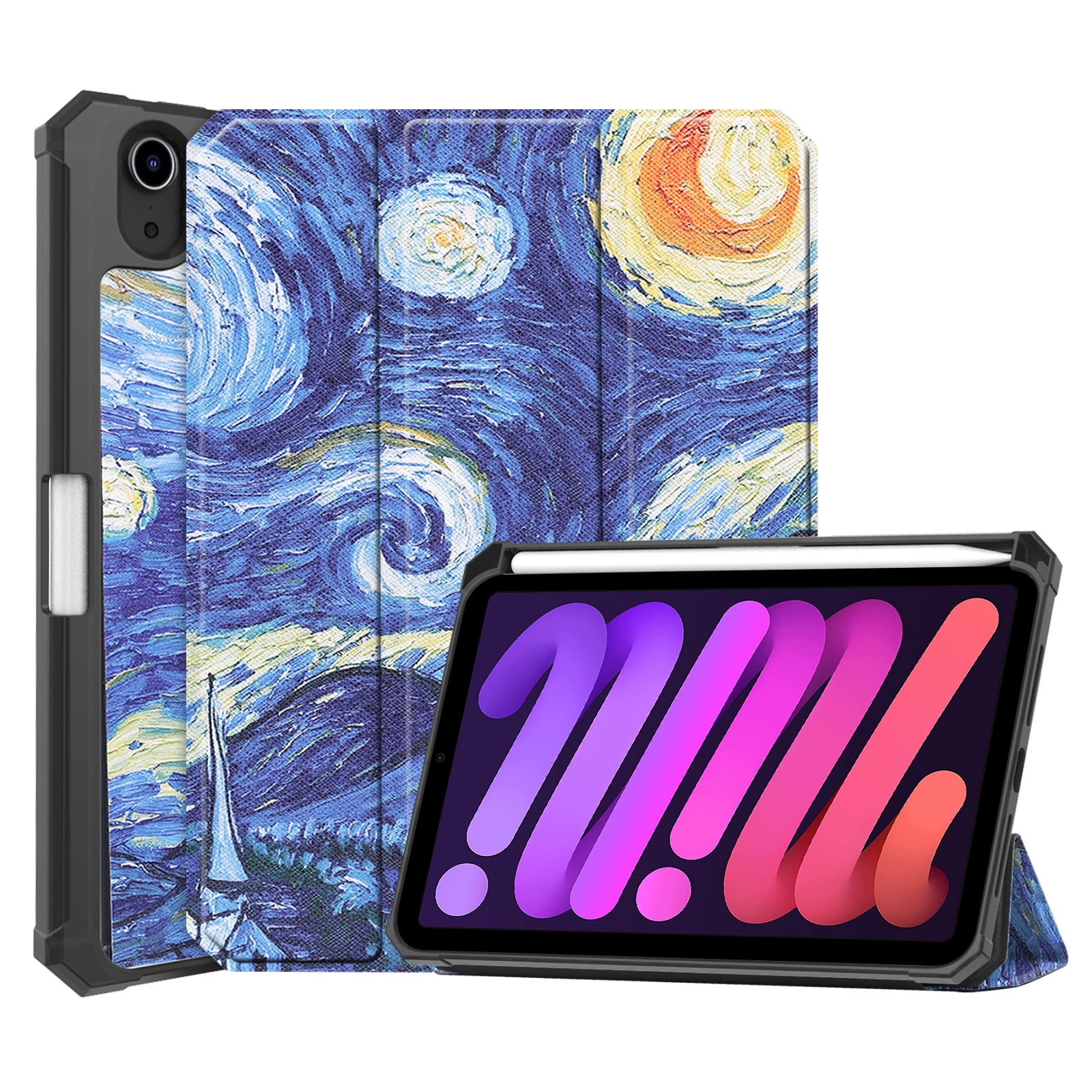 For iPad mini 6 / mini 2024 Colored Drawing TPU Smart Leather Tablet Case with Holder & Pen Slot(Starry Sky) For iPad mini 6 / mini 2024 Colored Drawing TPU Smart Leather Tablet Case with Holder & Pen Slot(Starry Sky)