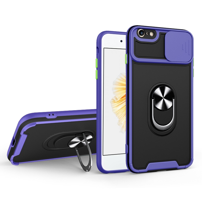 For iPhone SE 2022 / SE 2020 / 7 / 8 Sliding Camera Cover Design TPU + PC Magnetic Shockproof Case with Ring Holder(Purple) For iPhone SE 2022 / SE 2020 / 7 / 8 Sliding Camera Cover Design TPU + PC Magnetic Shockproof Case with Ring Holder(Purple)