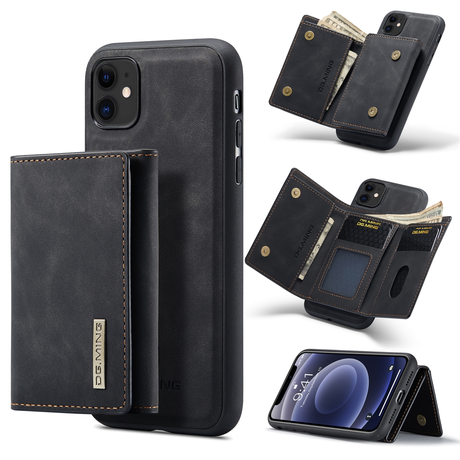 DG.MING M1 Series 3-Fold Multi Card Wallet Back Cover Shockproof Case with Holder Function For iPhone 11(Black) DG.MING M1 Series 3-Fold Multi Card Wallet Back Cover Shockproof Case with Holder Function For iPhone 11(Black)