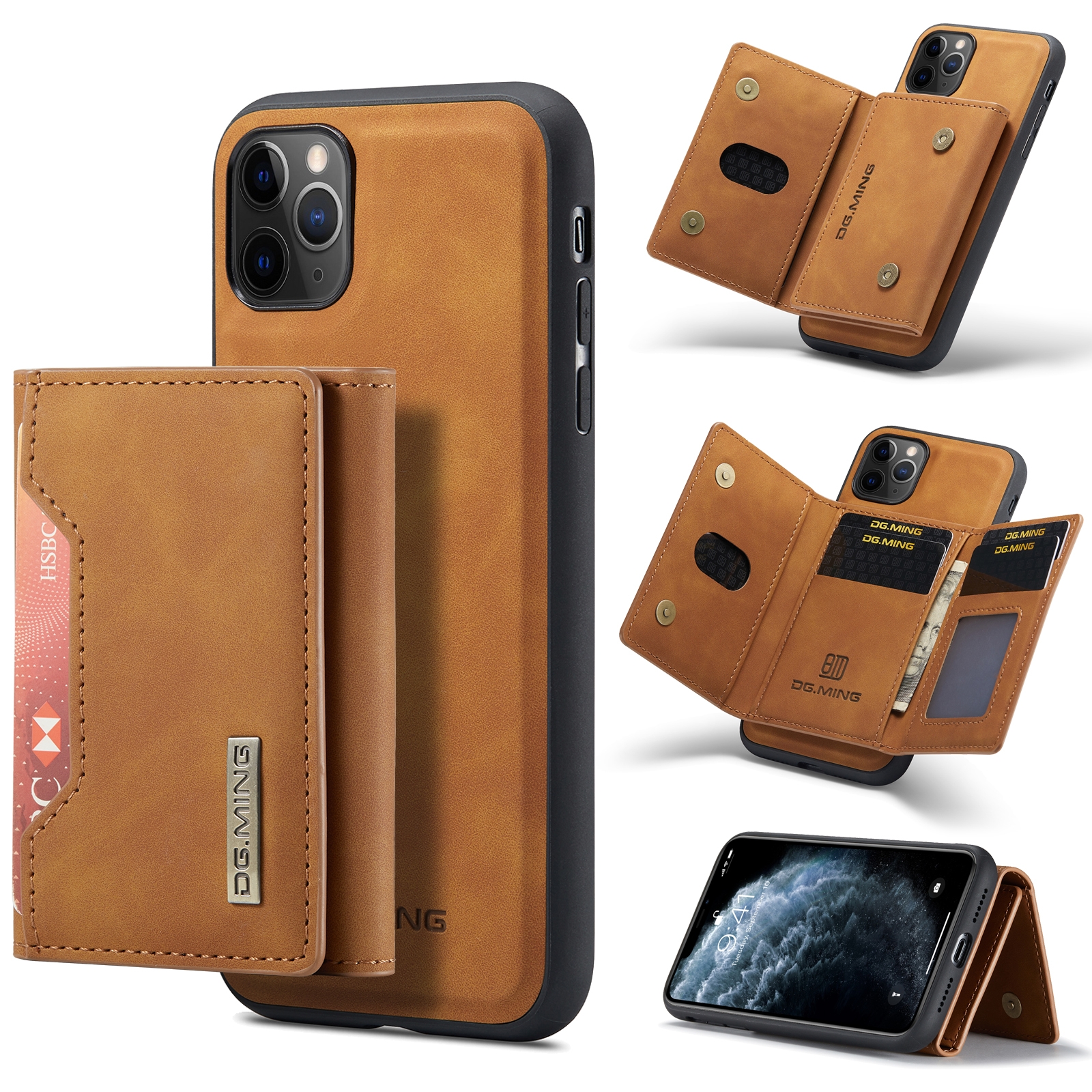 DG.MING M2 Series 3-Fold Multi Card Bag Back Cover Shockproof Case with Wallet & Holder Function For iPhone 11 Pro(Brown) DG.MING M2 Series 3-Fold Multi Card Bag Back Cover Shockproof Case with Wallet & Holder Function For iPhone 11 Pro(Brown)