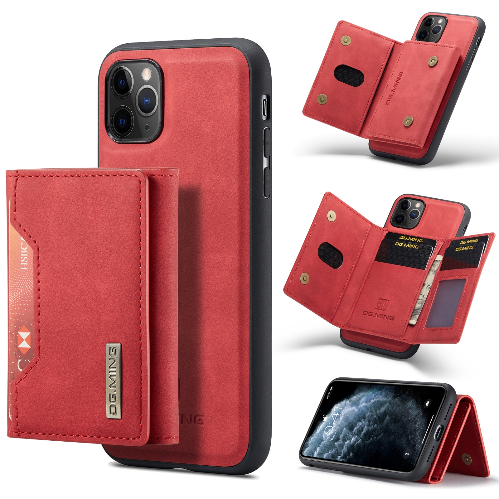 DG.MING M2 Series 3-Fold Multi Card Bag Back Cover Shockproof Case with Wallet & Holder Function For iPhone 11 Pro Max(Red) DG.MING M2 Series 3-Fold Multi Card Bag Back Cover Shockproof Case with Wallet & Holder Function For iPhone 11 Pro Max(Red)