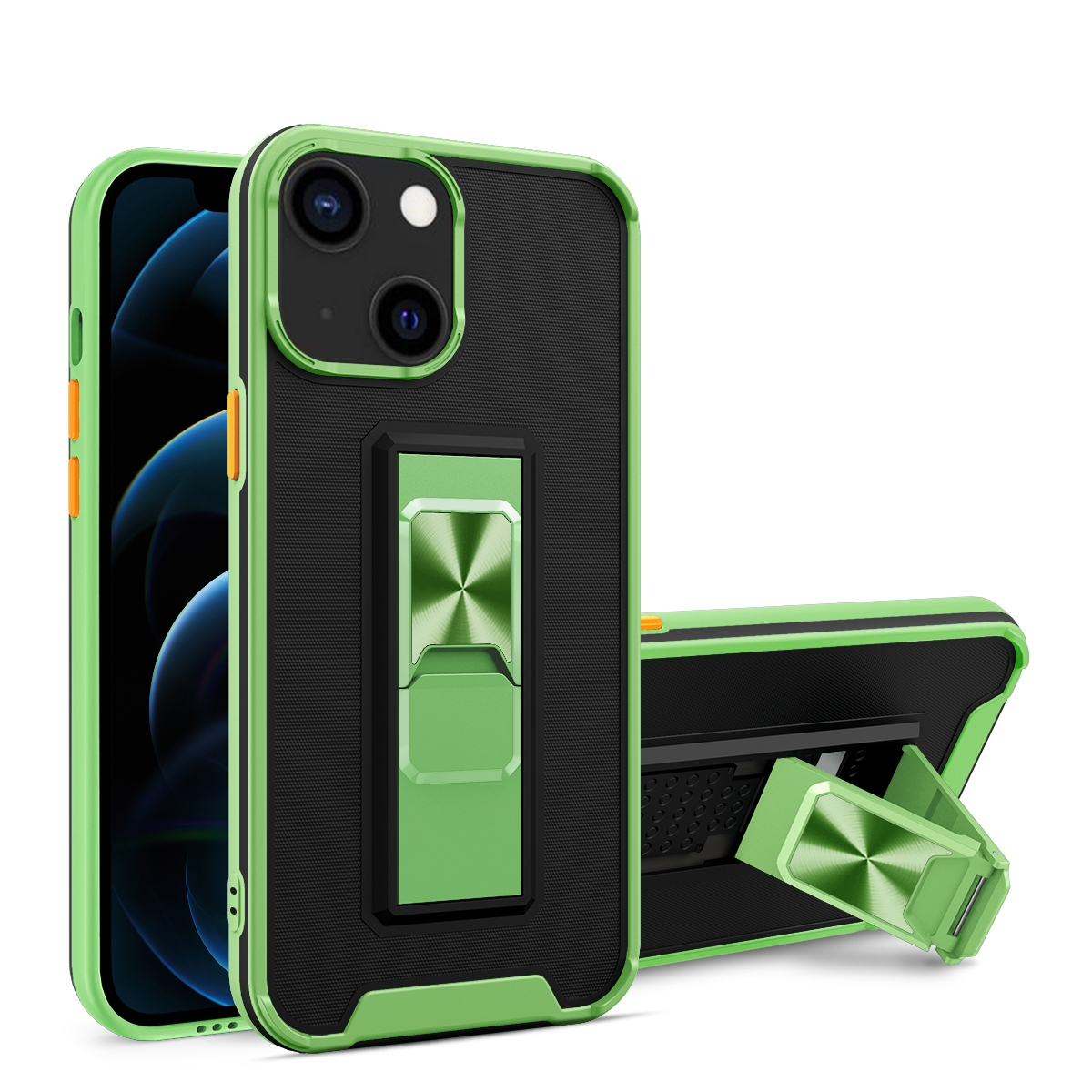 For iPhone 13 mini Dual-color Skin Feel TPU + PC Magnetic Shockproof Case with Invisible Holder (Green) For iPhone 13 mini Dual-color Skin Feel TPU + PC Magnetic Shockproof Case with Invisible Holder (Green)