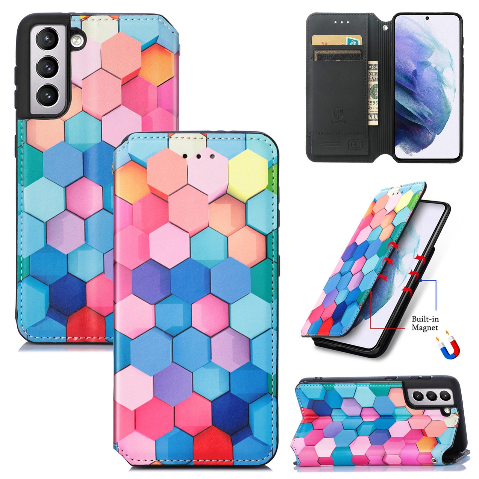For Samsung Galaxy S21+ 5G Colorful Magnetic Horizontal Flip PU Leather Case with Holder & Card Slot & Wallet(Colorful Cube) For Samsung Galaxy S21+ 5G Colorful Magnetic Horizontal Flip PU Leather Case with Holder & Card Slot & Wallet(Colorful Cube)
